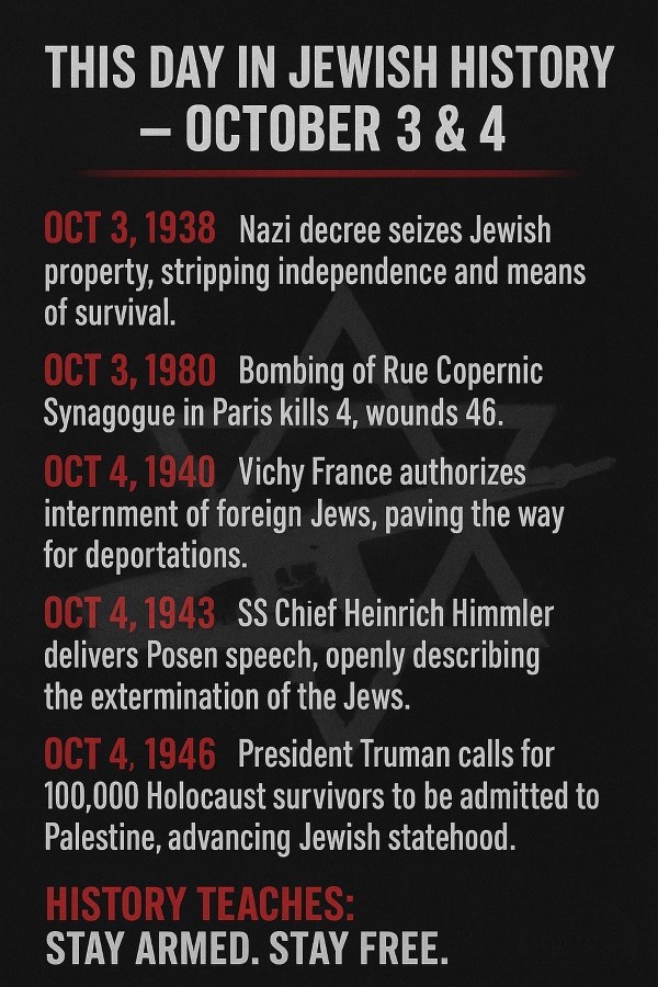 This Day in Jewish History – October 3 & 4 | Jews Can Shoot